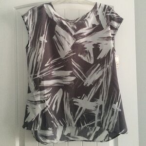 Simply Vera Vera Wang Blouse Women's Size Petite Medium Gray White NWT‎